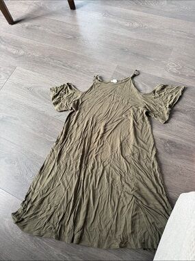 Garage Olive Green Cold-Shoulder Mini Dress